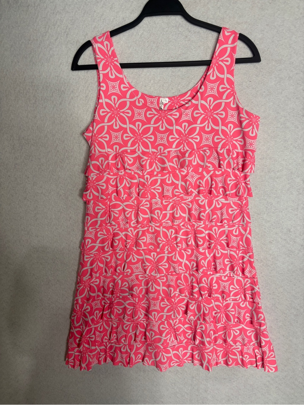 Lulu B Pink Floral Pattern Ruffled Tank Dress - Picture 5 of 6